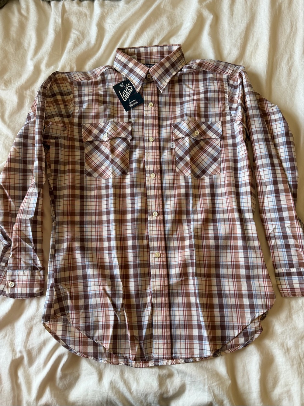 NWT Vintage Levi’s Checkered Western Style Button Up Men’s Shirt Size Large